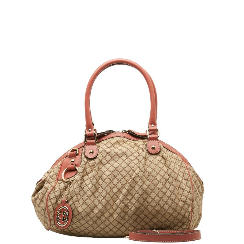 Gucci Diamante Sukey 2WAY Handbag Beige Pink