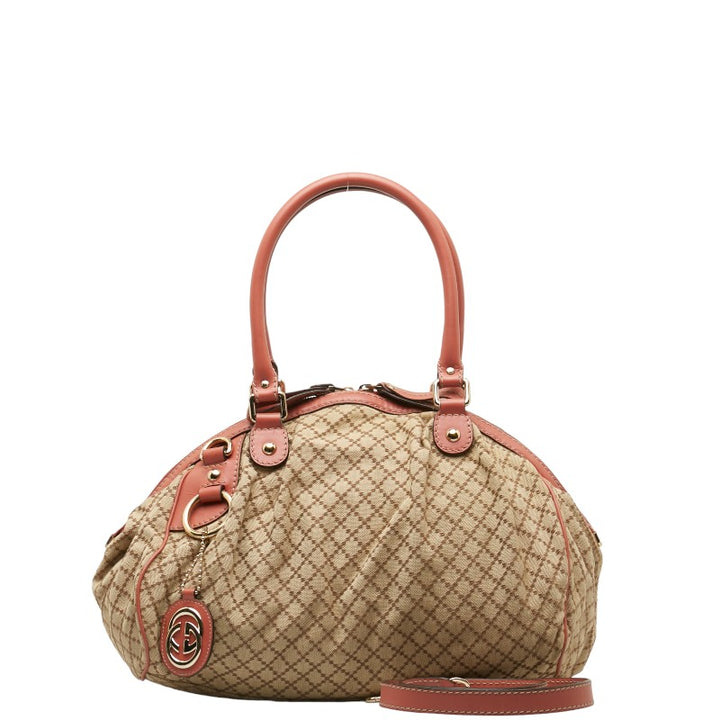 Gucci Diamante Sukey Canvas Leather Handbag 223974