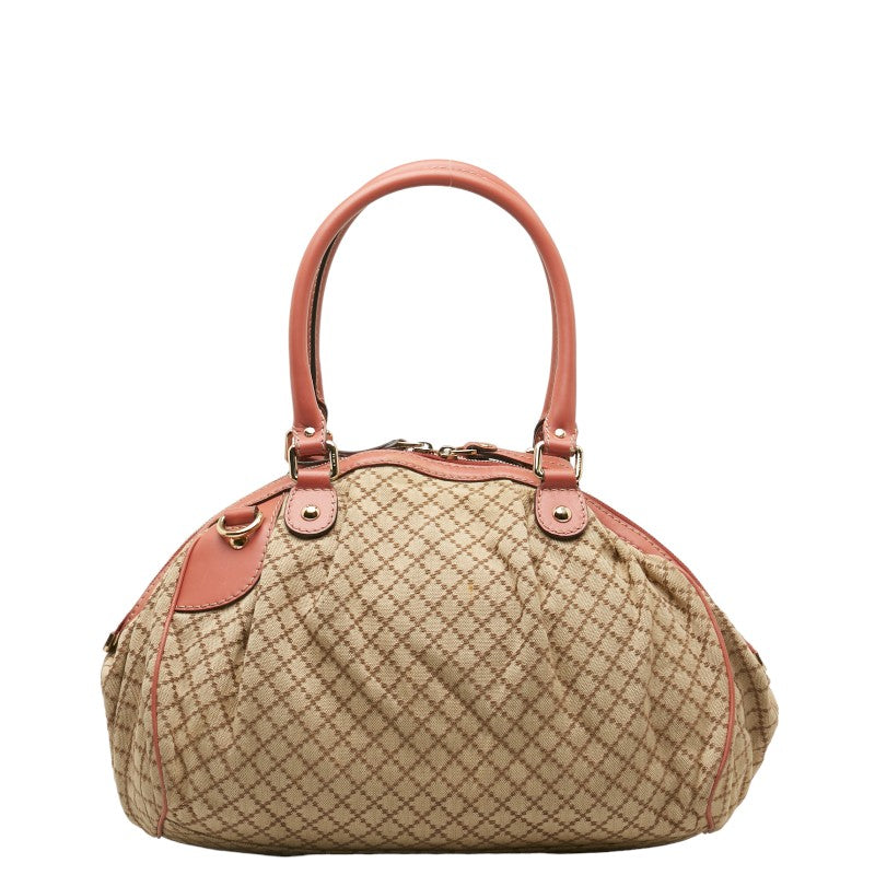 Gucci Diamante Sukey Canvas Leather Handbag 223974 in Very Good Condition