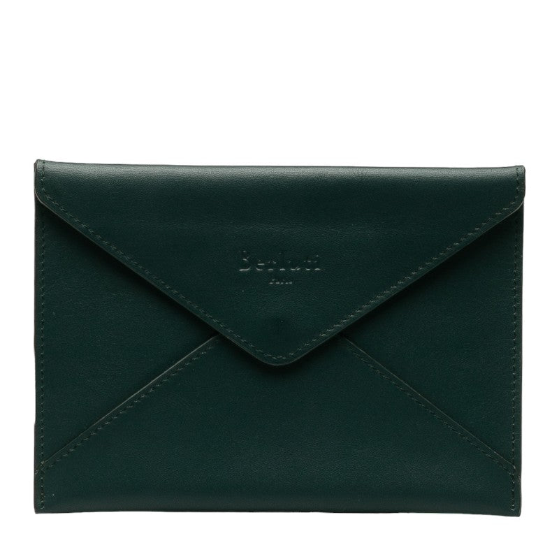 Berluti Leather Letter Case Pouch Green Navy in Very Good Condition