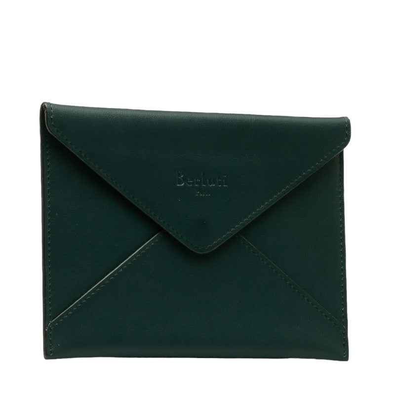 Berluti Leather Letter Case Pouch Green Navy