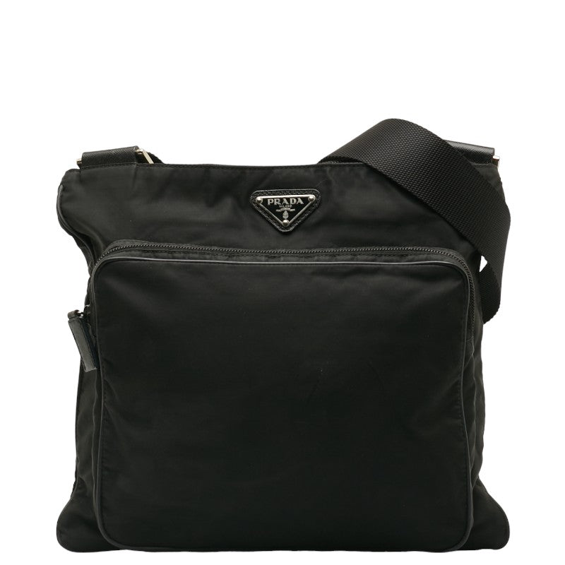 Prada Nylon Triangle Logo Shoulder Bag Black