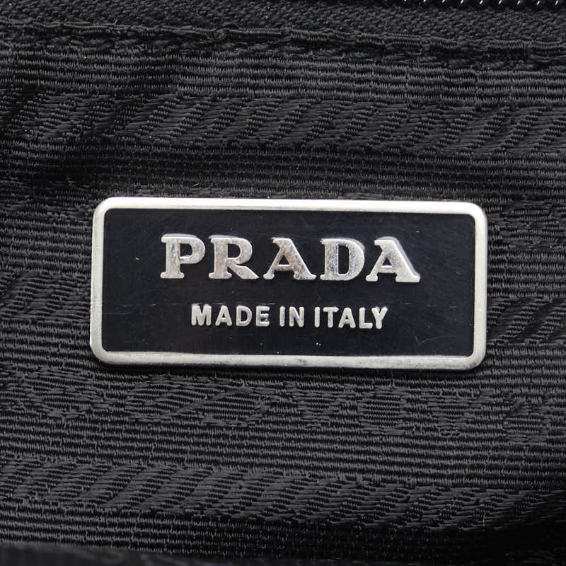 Prada Nylon Triangle Logo Plate Shoulder Bag Black in Good Condition