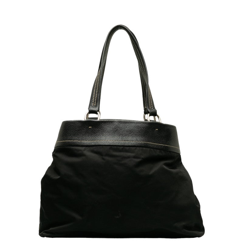 Prada Nylon Leather Handbag Black