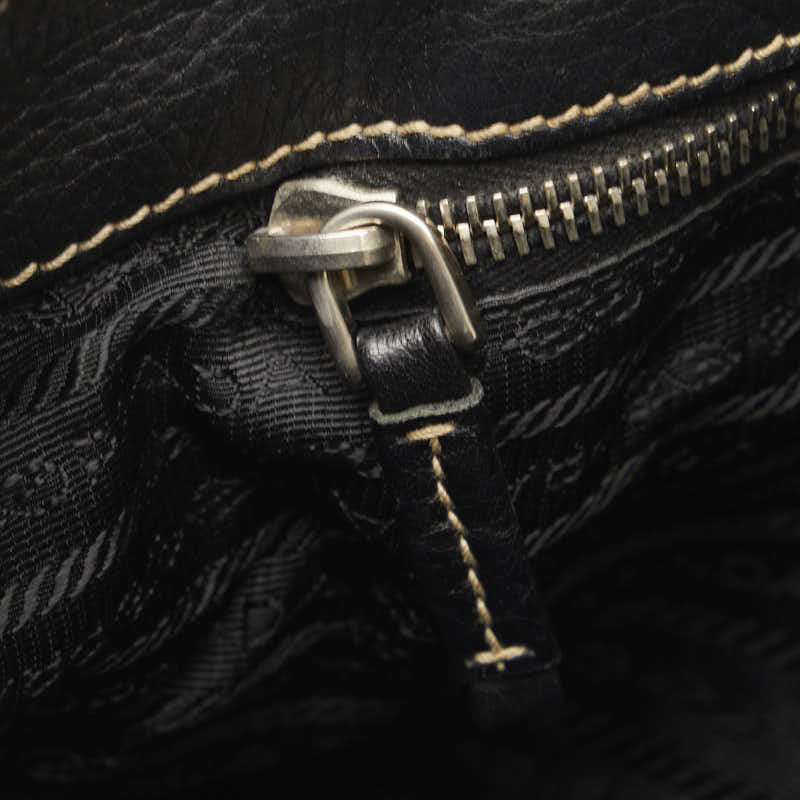 Prada Nylon Leather Handbag Black