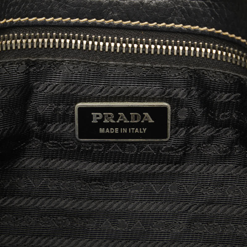 Prada Nylon Leather Handbag Black