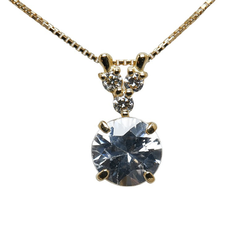K18YG Yellow Gold Necklace with 1.527ct Natural Zircon and 0.09ct Diamond for Women [Pre-owned]