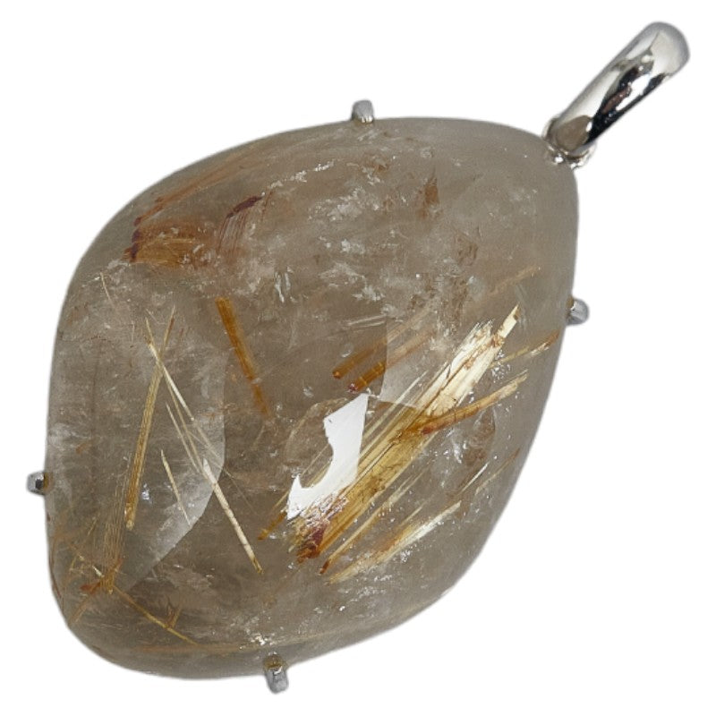 K18WG White Gold Rutile Quartz Pendant Top in Great Condition