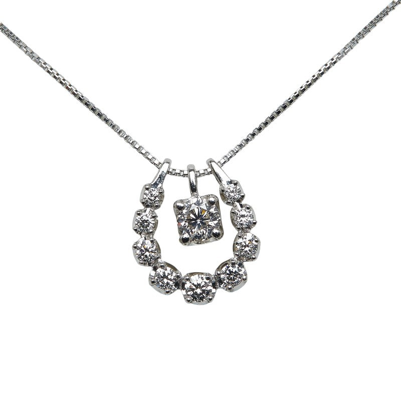 Pt900 Platinum Pt850 Diamond 0.18ct 0.17ct Horseshoe Swing Ladies Necklace (Used)
