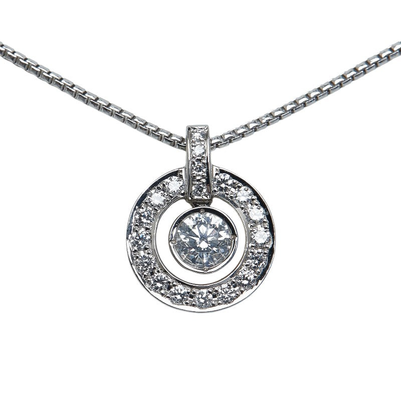 Pt950 Platinum Diamond 0.241ct 0.17ct La Soma Circle Swing Ladies Necklace (Used)