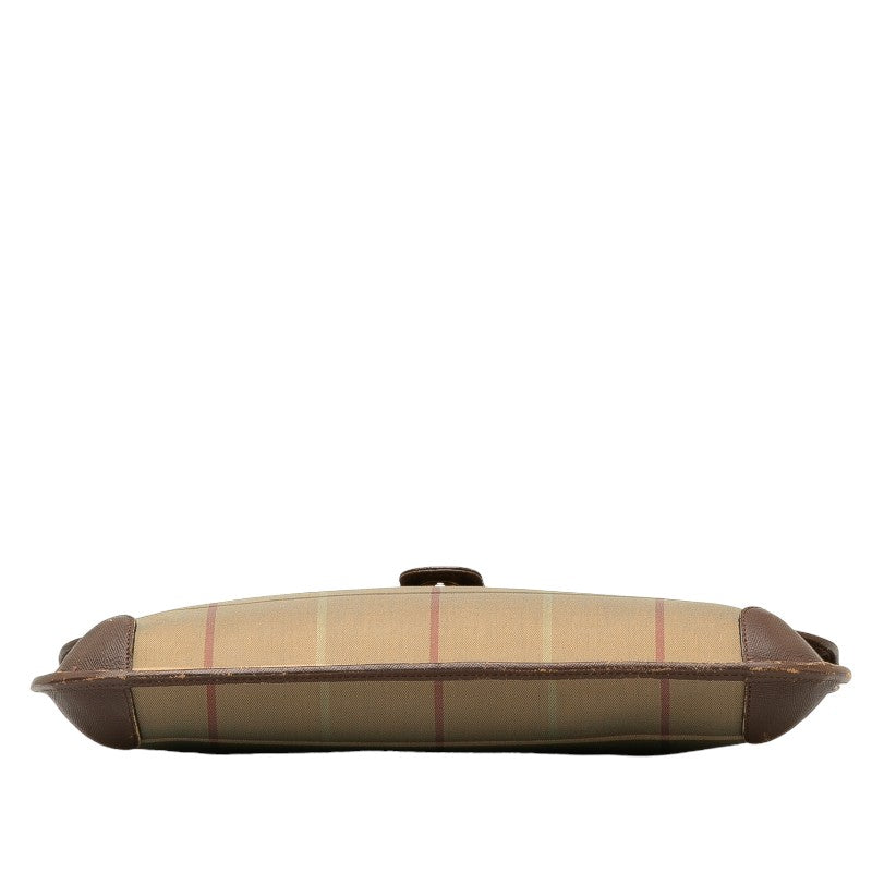 Burberry Check Canvas Leather Clutch Bag