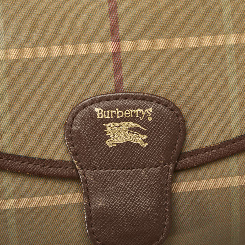 Burberry Check Canvas Leather Clutch Bag