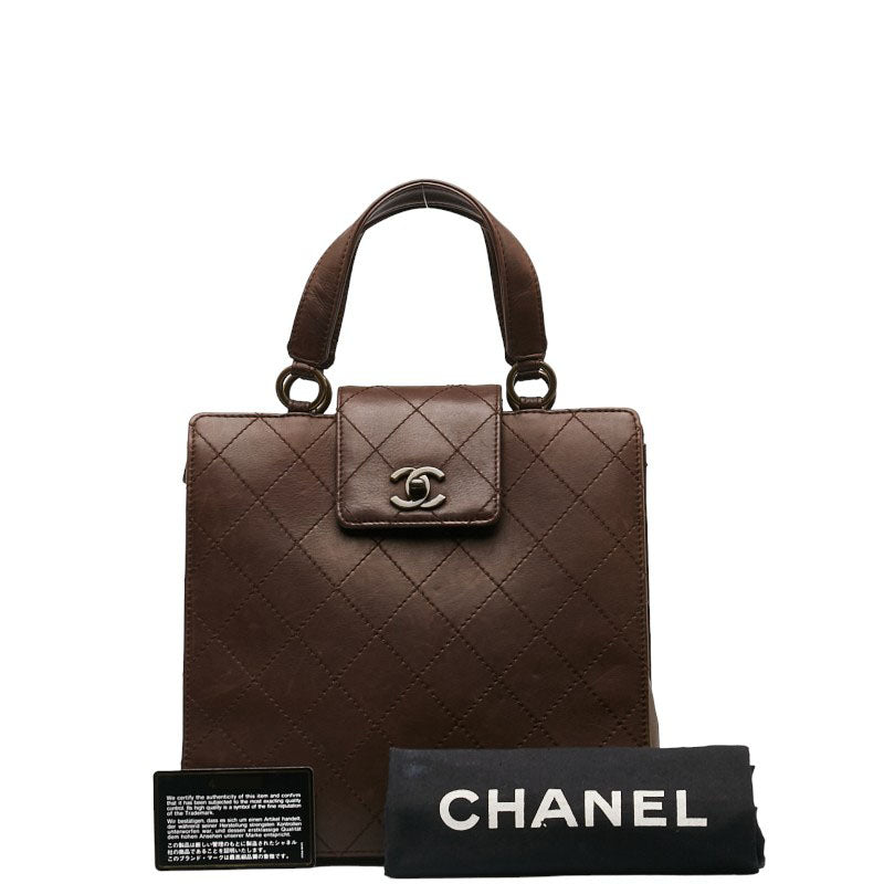 Chanel Coco Mark Matelasse Leather Handbag Brown