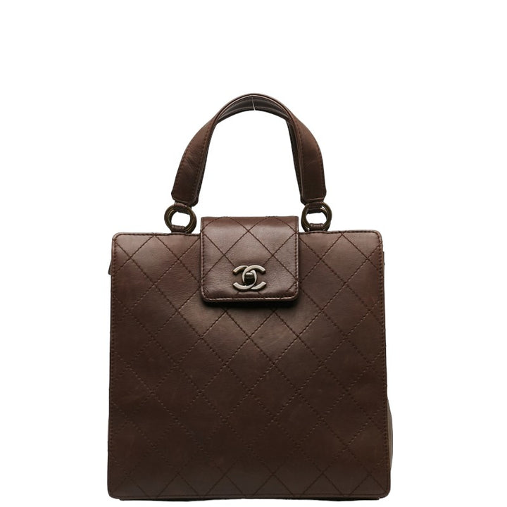 Chanel Coco Mark Matelasse Leather Handbag Brown