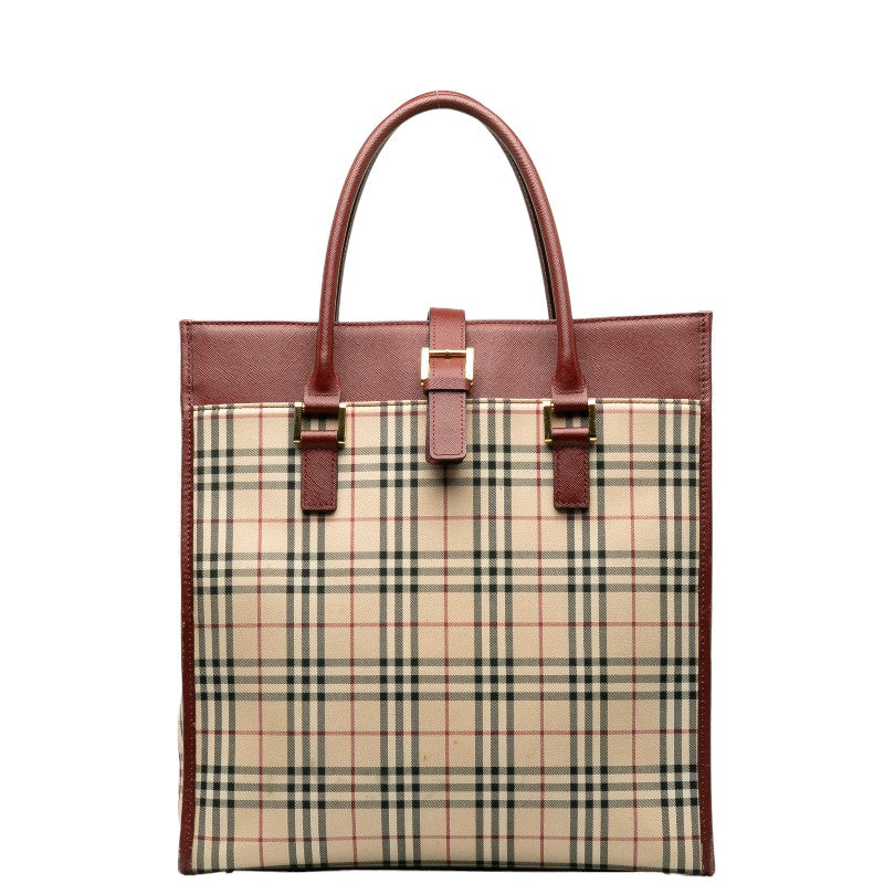 Burberry Nova Check Canvas Leather Tote Bag in Very Good Condition