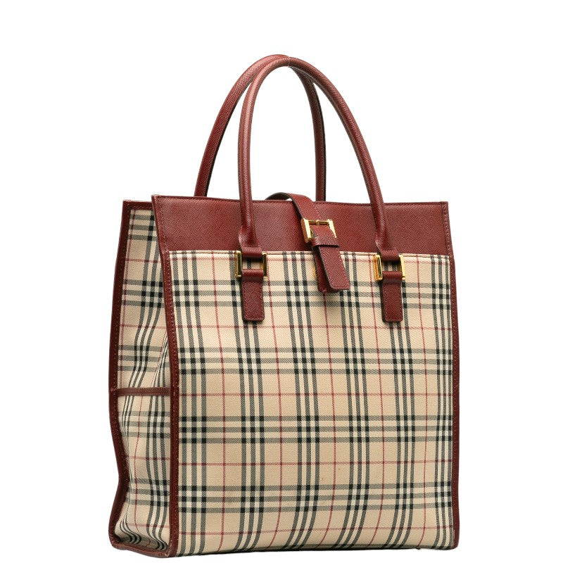Burberry Nova Check Leather Trimmed Handbag  Canvas Tote Bag in Good condition