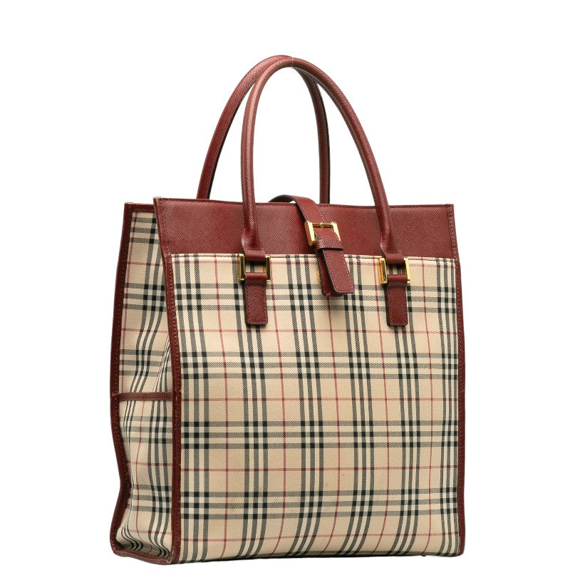 Burberry Nova Check Canvas Leather Tote Bag