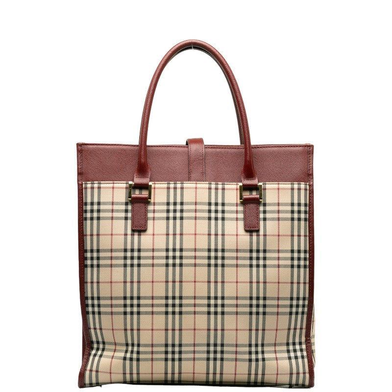 Burberry Nova Check Canvas Leather Tote Bag