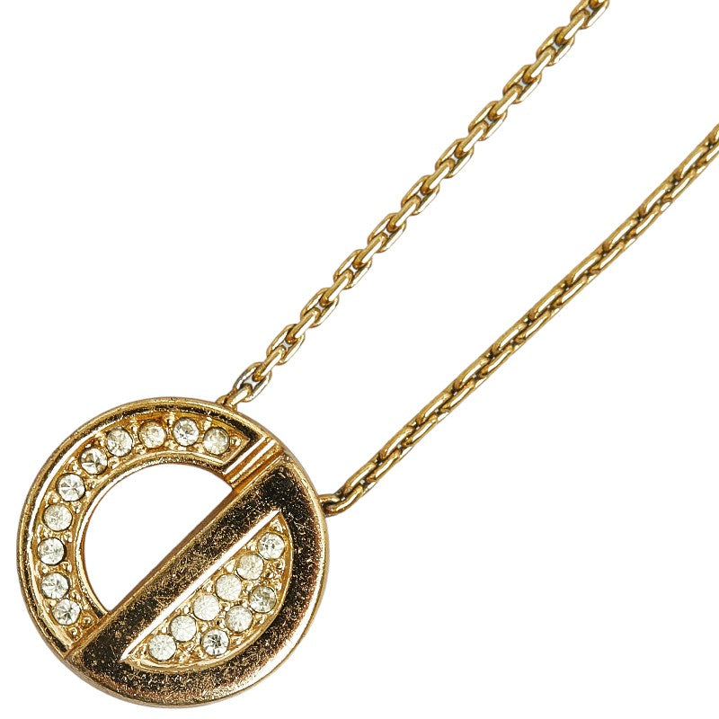 Dior Rhinestone Necklace Gold Plated