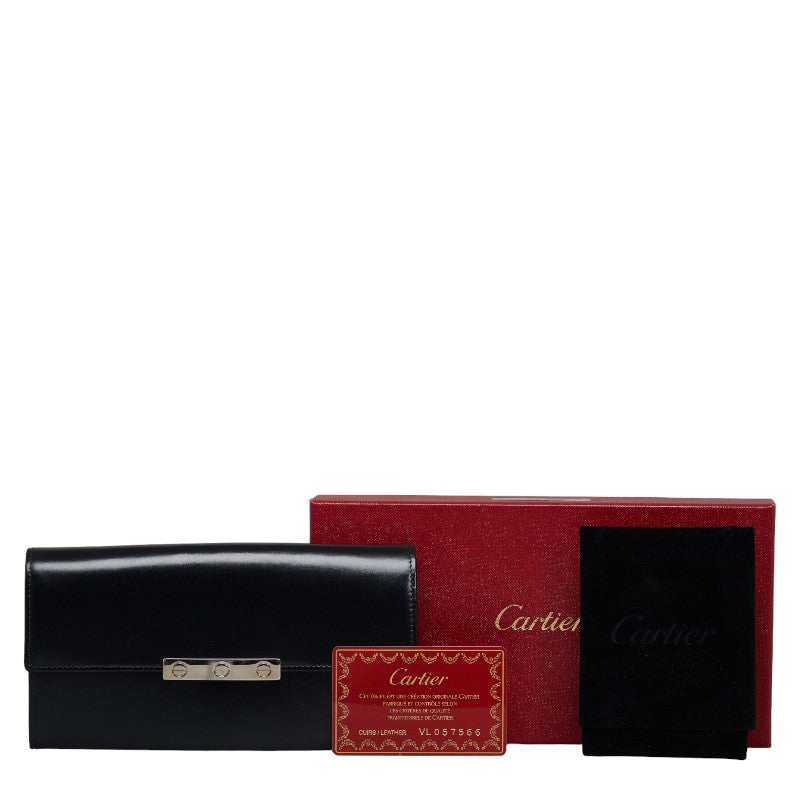 Cartier Love Collection Leather Long Wallet Black in Very Good Condition