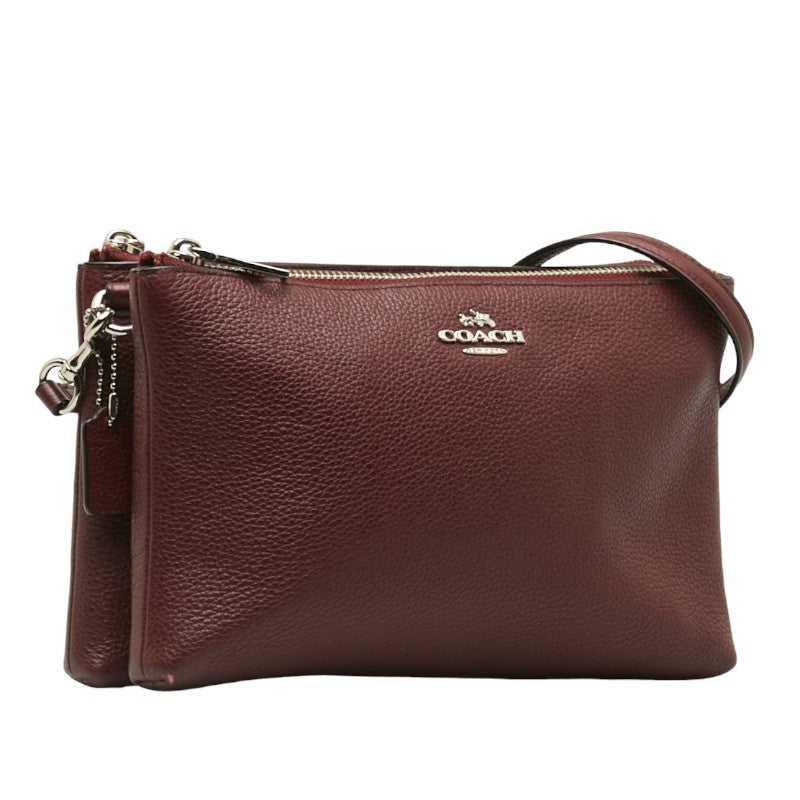 Coach Leather Shoulder Bag Wine Red