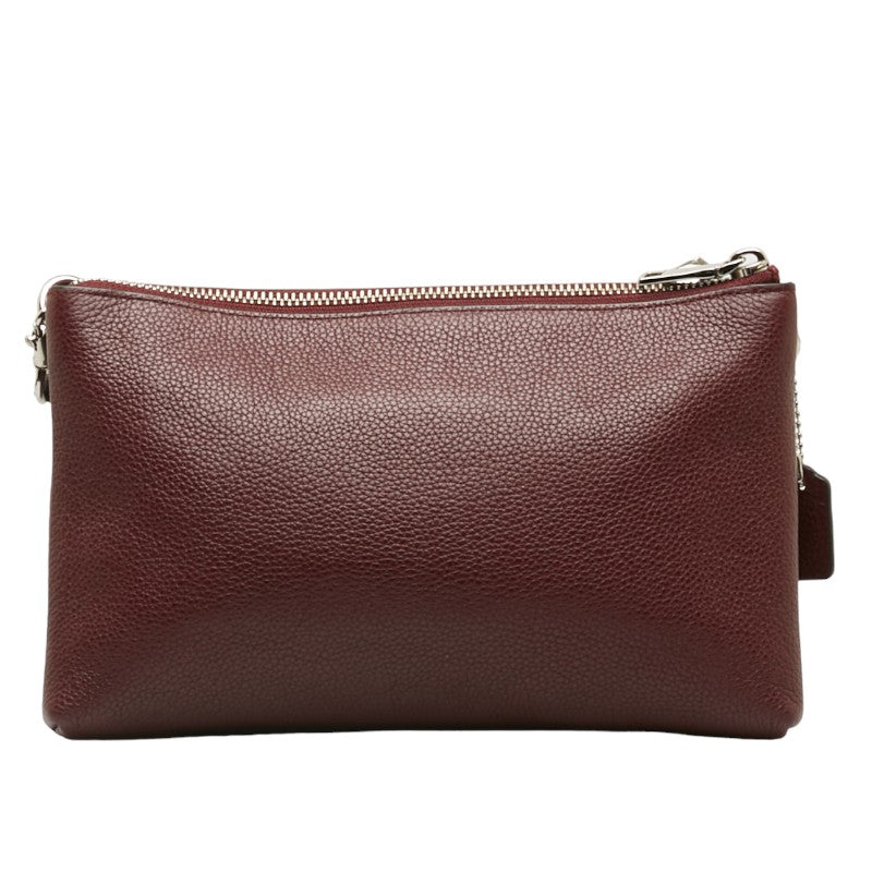 Coach Leather Shoulder Bag Wine Red