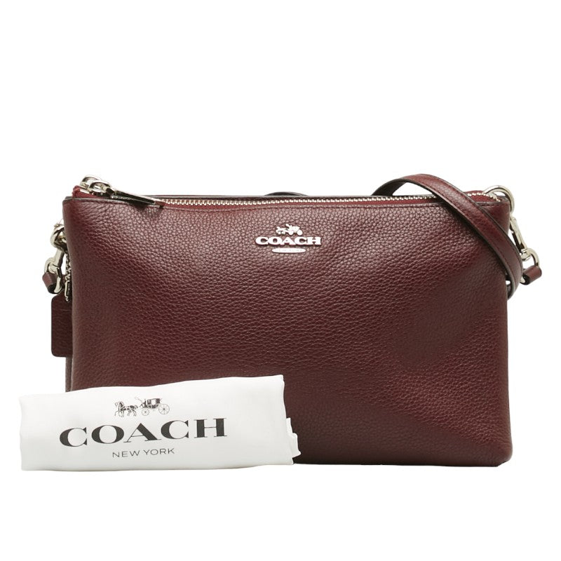 Coach Leather Shoulder Bag Wine Red