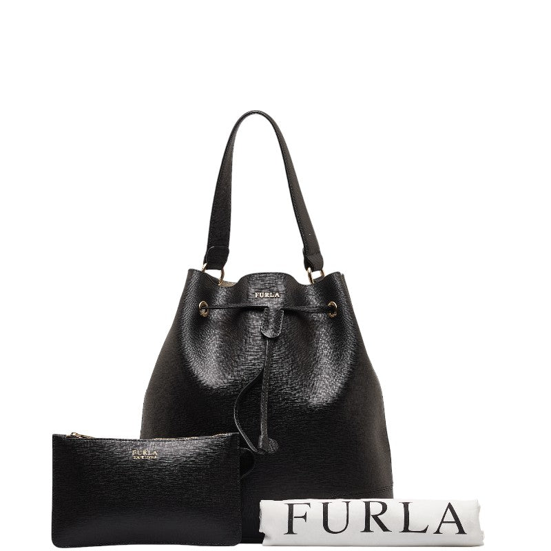 Furla Leather One Shoulder Bag Black in Very Good Condition