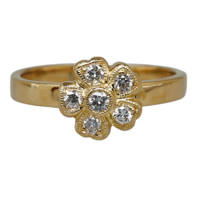 Ladies' 0.38ct Diamond Flower Ring in K18 Yellow Gold, Size 9 (Used)