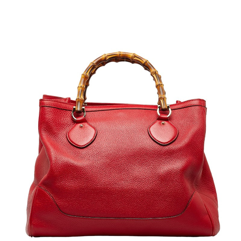 Gucci Bamboo Leather Handbag Red 232317