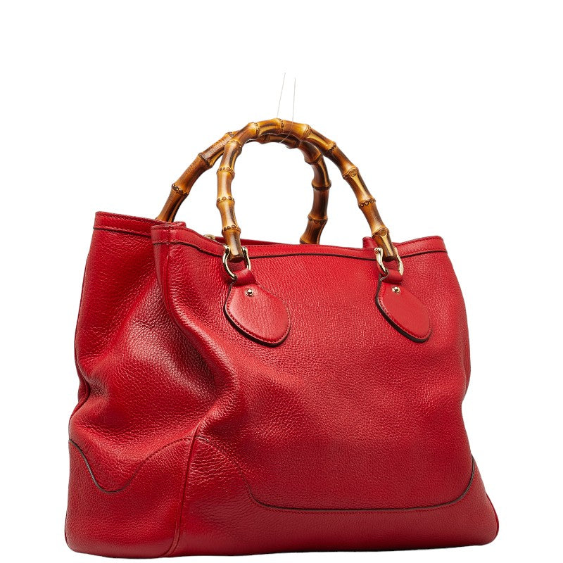 Gucci Bamboo Leather Handbag Red 232317