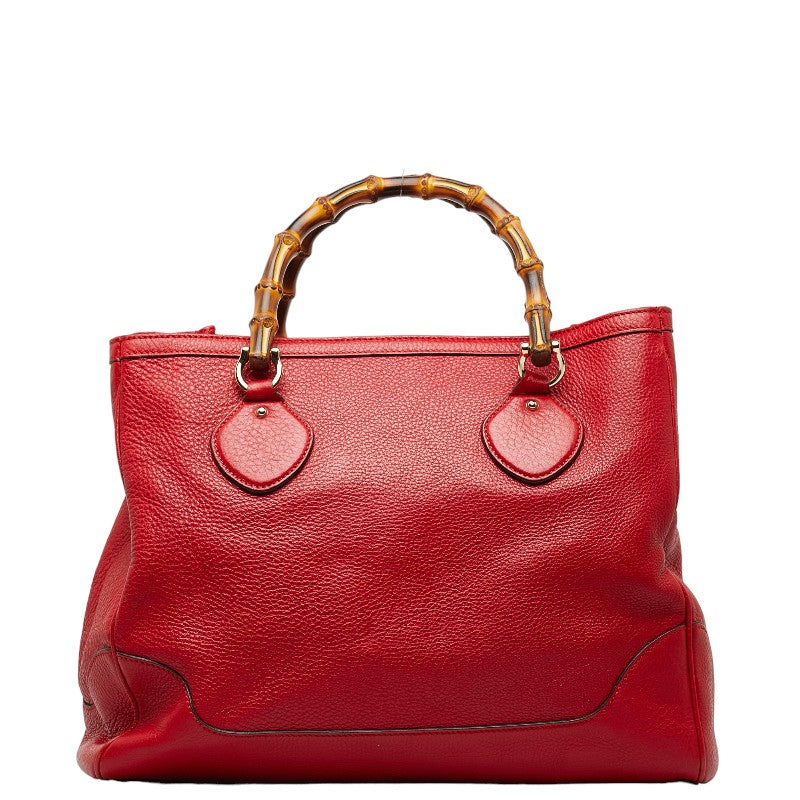 Gucci Bamboo Leather Handbag 232317 Red