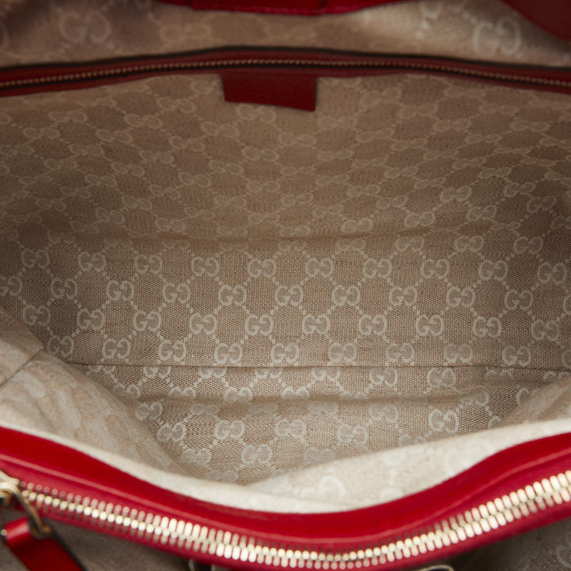 Gucci Bamboo Leather Handbag Red 232317