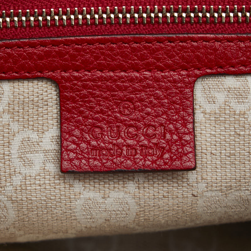 Gucci Bamboo Leather Handbag 232317 Red