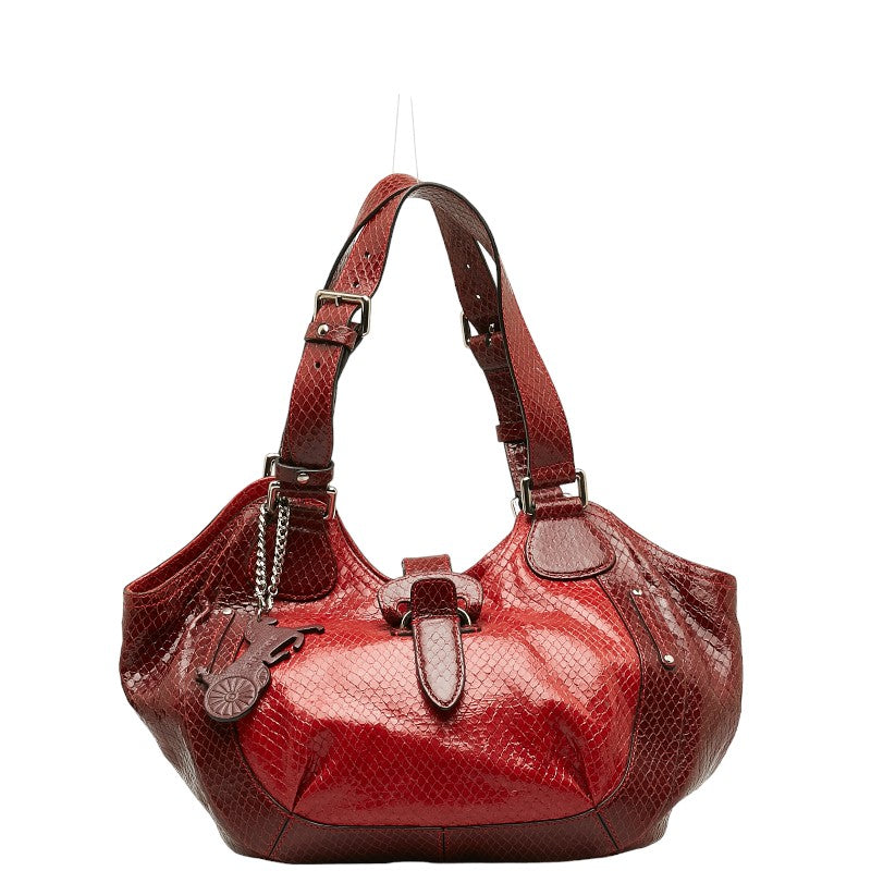 Celine Python Embossed Leather Handbag Red