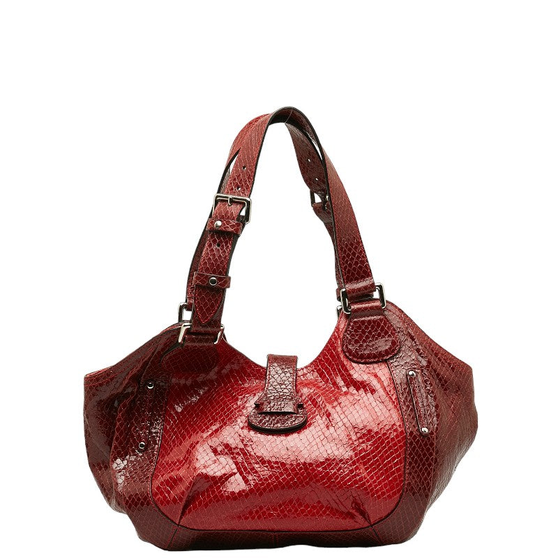 Celine Python Embossed Leather Handbag Red