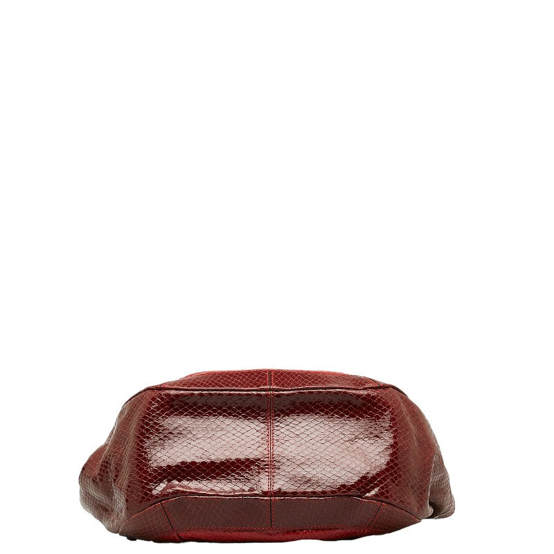 Celine Python Embossed Leather Handbag Red