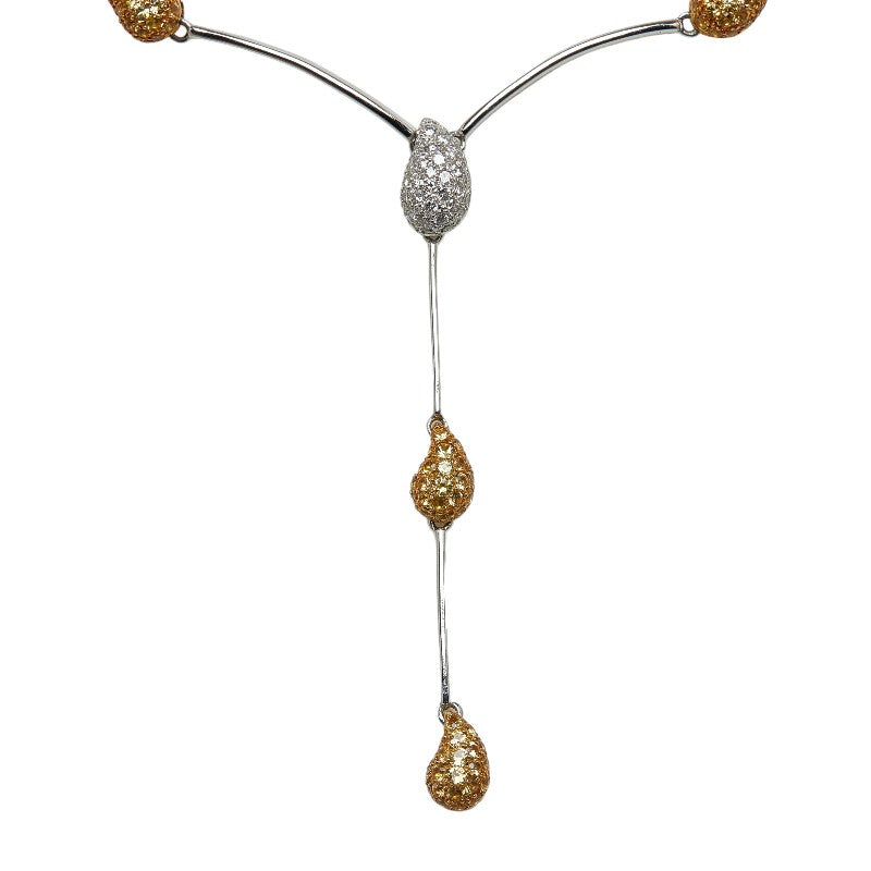 Queen 18K Yellow & White Gold Necklace with 2.77ct Yellow Sapphire & 0.47ct Diamond
