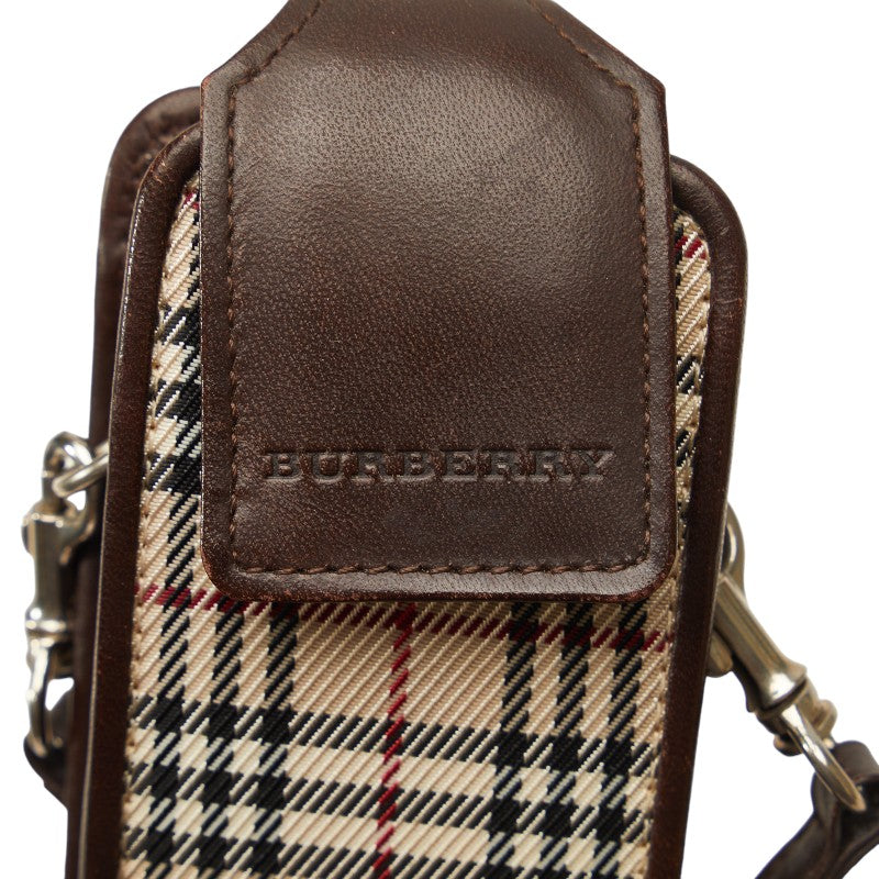 Burberry Nova Check Canvas Leather Pouch in Very Good Condition