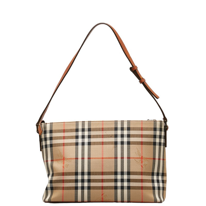 Burberry Nova Check Shadow Horse Canvas Leather Shoulder Bag in Good Condition