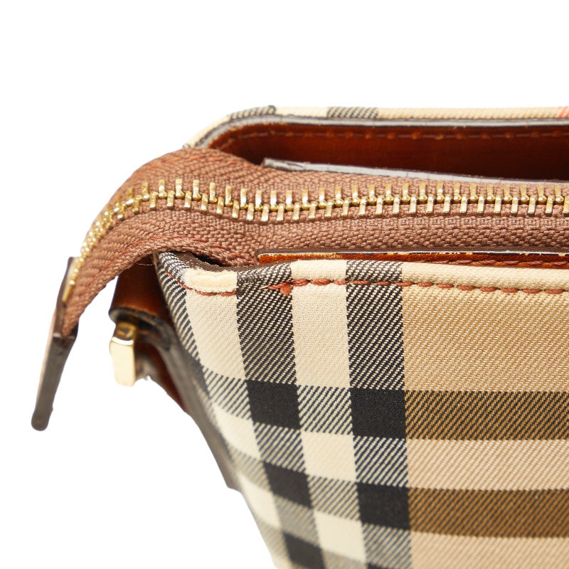 Burberry Nova Check Shadow Horse Canvas Leather Shoulder Bag in Good Condition