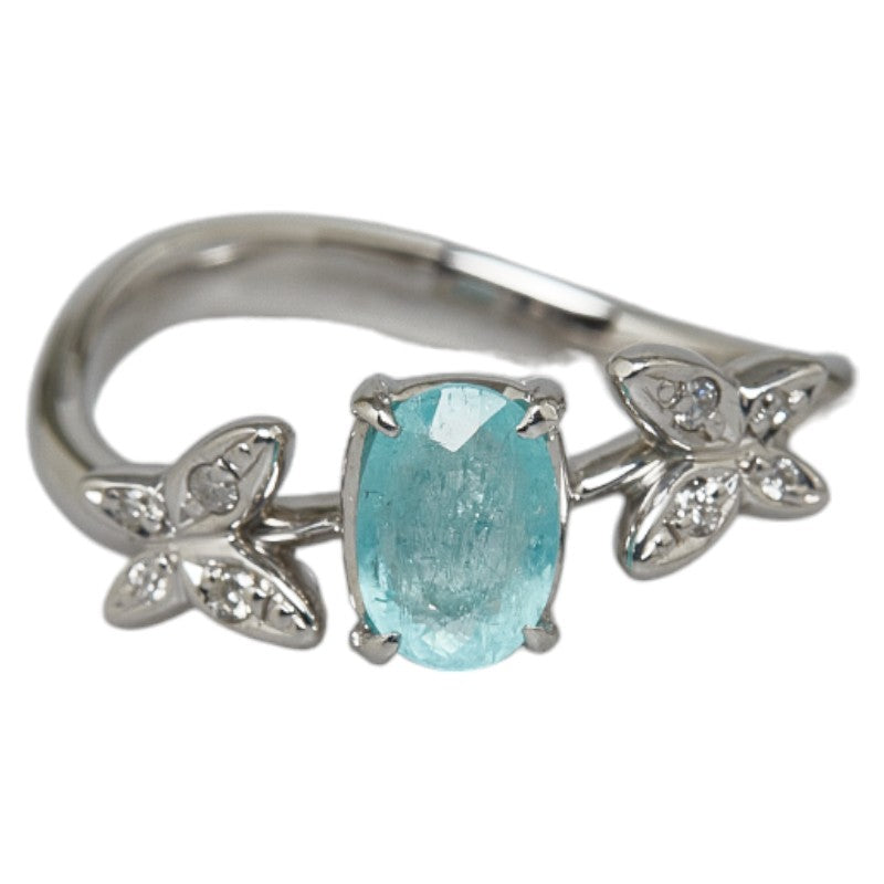 K18WG White Gold Paraiba Tourmaline 0.77ct Diamond 0.05ct Butterfly Ring