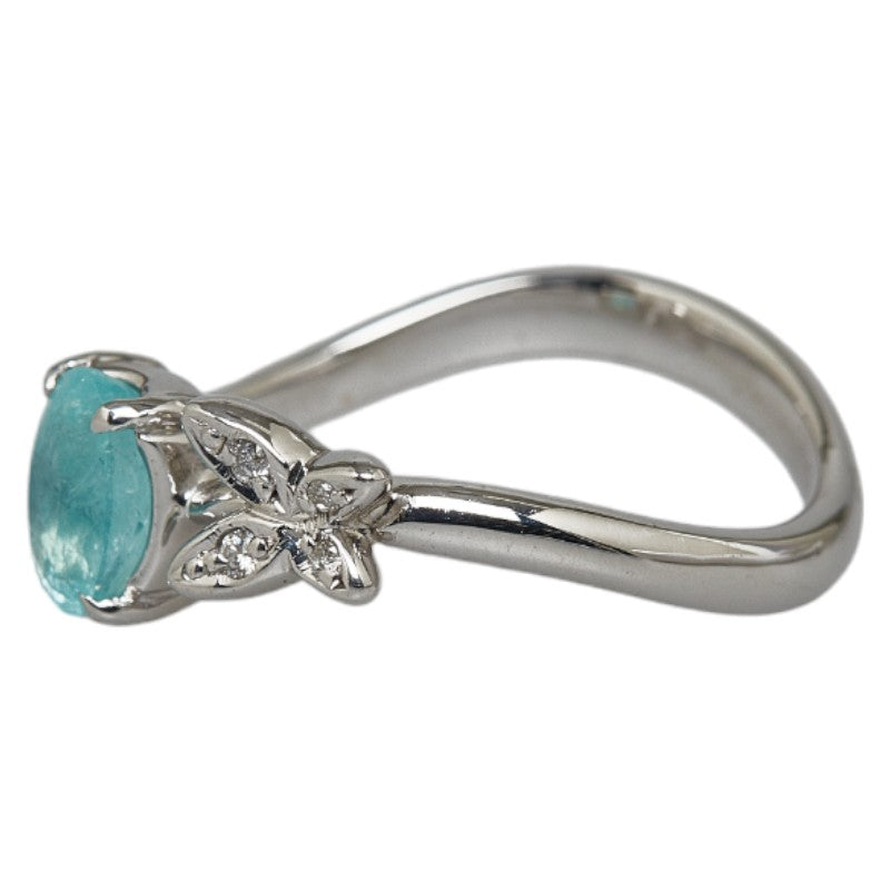 K18WG White Gold Paraiba Tourmaline 0.77ct Diamond 0.05ct Butterfly Ring