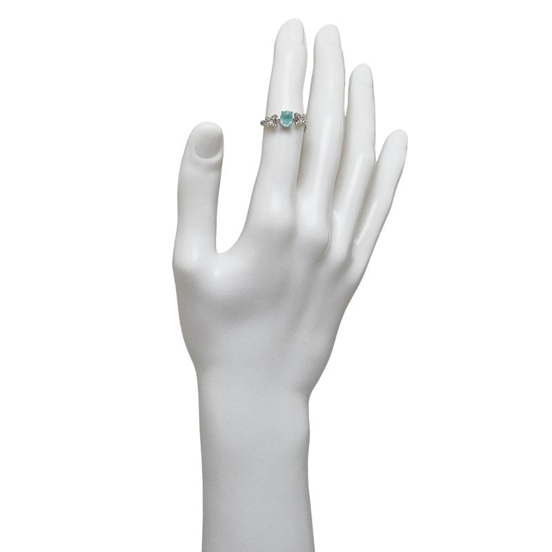 K18WG White Gold Paraiba Tourmaline 0.77ct Diamond 0.05ct Butterfly Ring