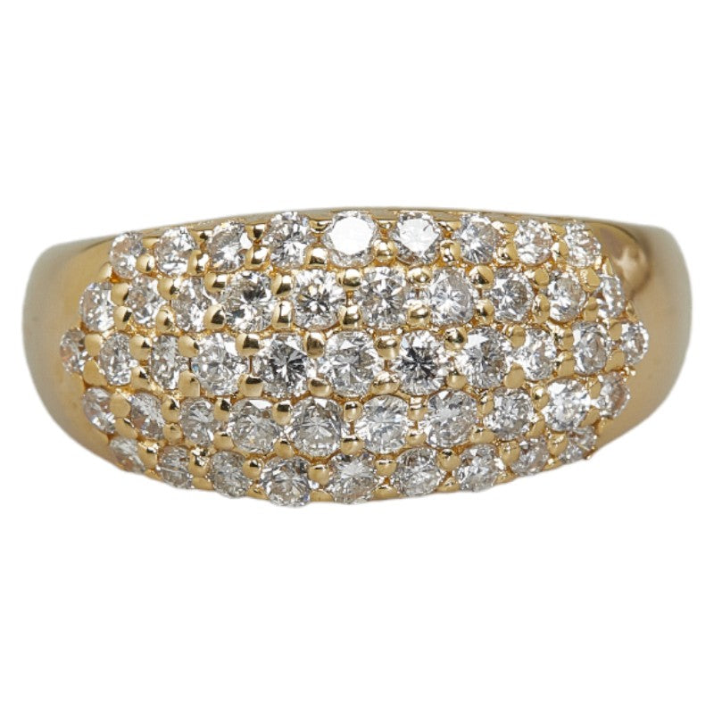 K18YG Yellow Gold 1.00ct Diamond Pave Ring, Ladies Size 14.5 [Preowned]