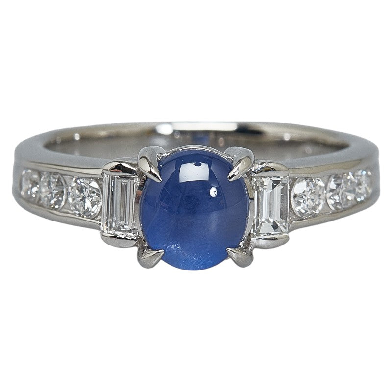 Ladies' Cabochon Blue Star Sapphire 2.00ct & Diamond 0.51ct Ring in Pt900 Platinum, Size 10.5