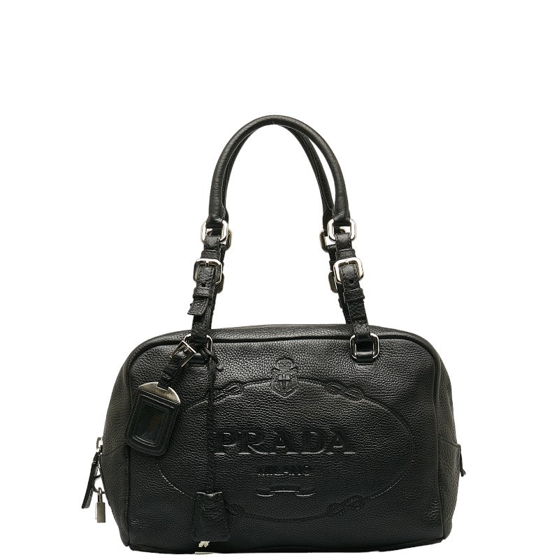 Vitello Daino Embossed Logo Leather Bowler Bag