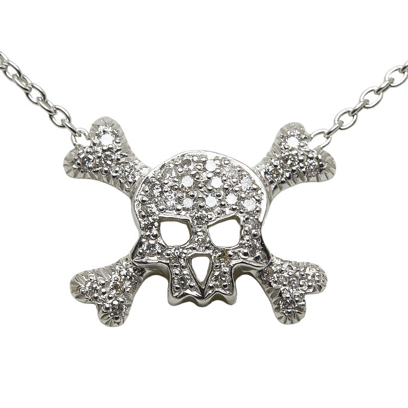 Lorrie Rodkin, K18WG White Gold Necklace with Diamond-Encrusted Skull Head - For Men (Pre-owned)