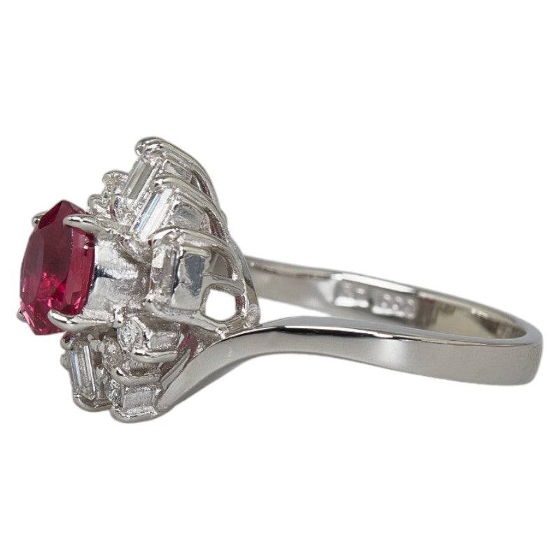 Pt900 Platinum Ruby 1.17ct Diamond 0.54ct Ring in Great Condition