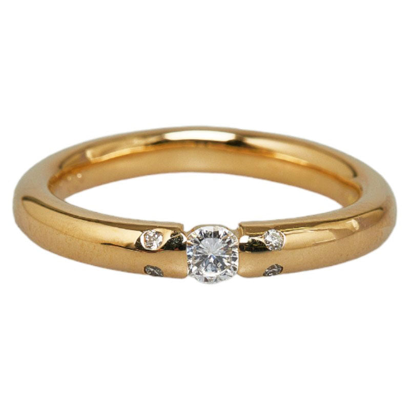 K18YG Yellow Gold Diamond Ring 0.10ct 0.03ct Size 6.5 in Excellent Condition